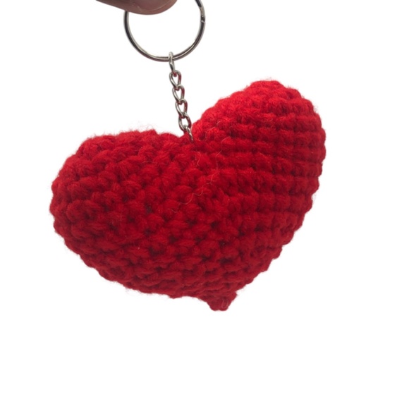 Crochet Heart Bag Charm ❤️ Love On The Go Red Heart Keychain Bag Accesso… - Picture 13 of 17